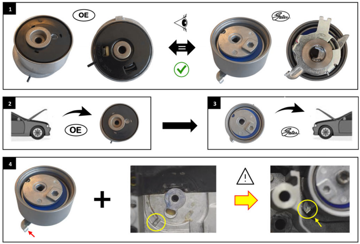 Схема установки натяжного ролика T43143